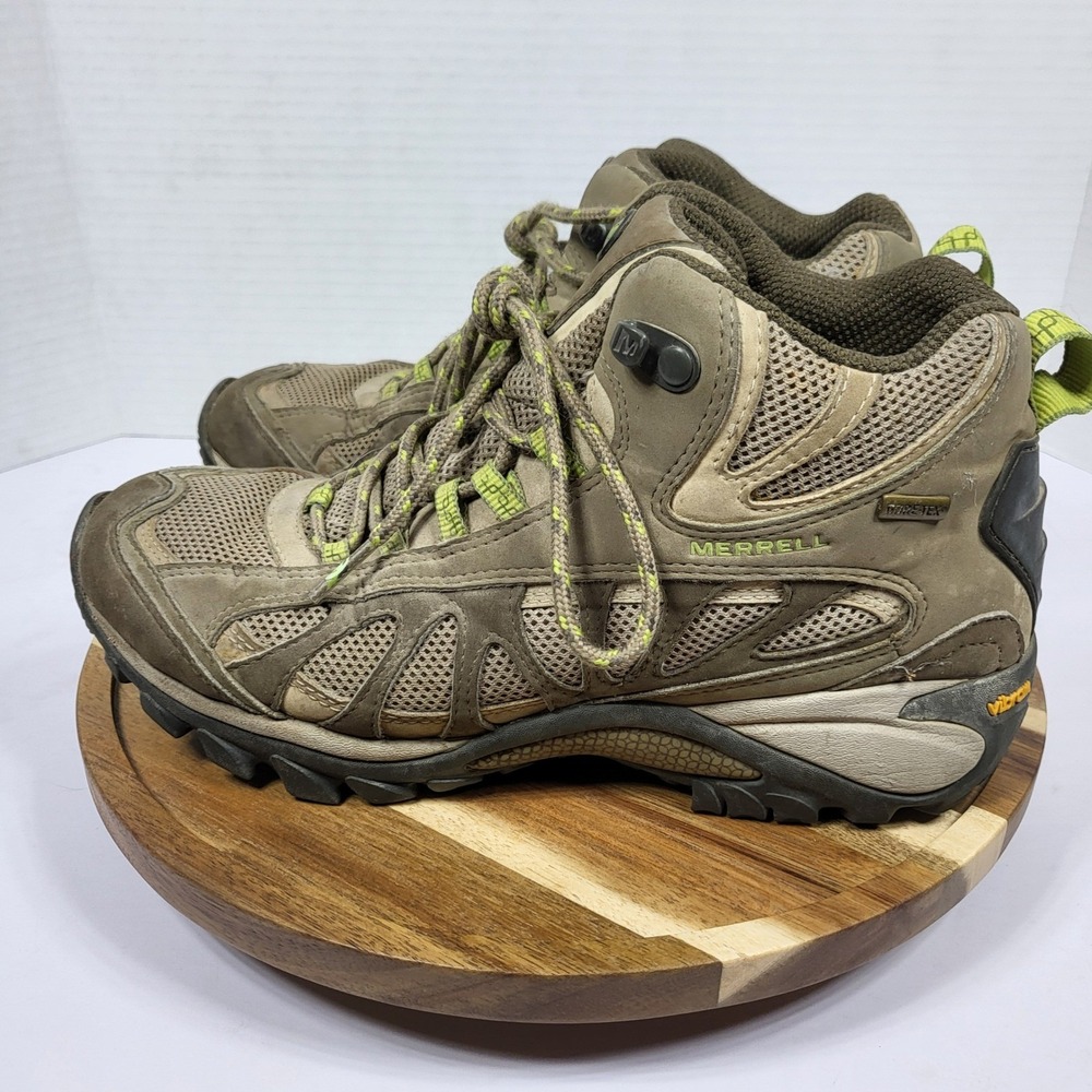 Merrell Hiking Boots Womens 8.5 Olive Siren Ventilator Mid Gore-Tex Vibram